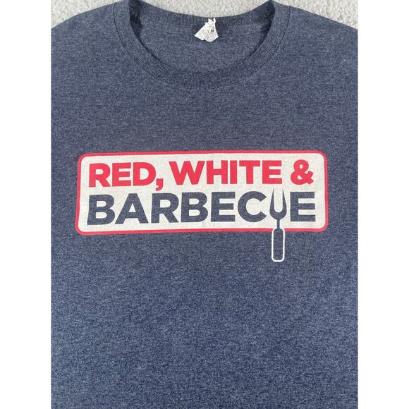 JERZEES Barbecue Shirt Mens Large Gray BBQ Let's Get Grilling Dad Father America - Picture 2 of 9